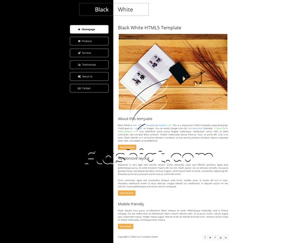 Black White Free HTML5 & CSS Template Flashiat