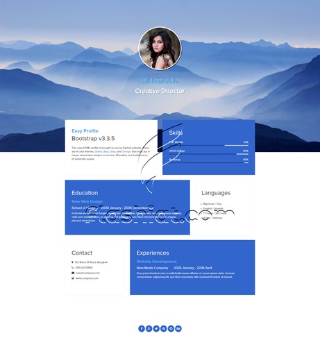 Easy Profile - Free HTML5 & CSS Template - Flashiat