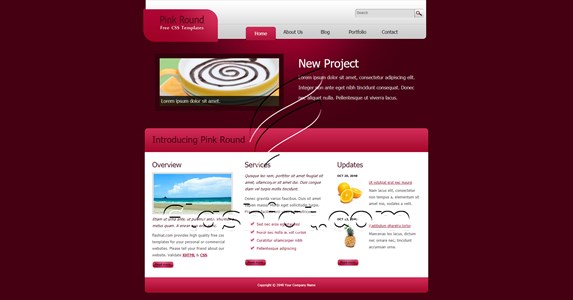 Pink Round - Free XHTML & CSS Template