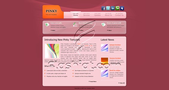 Pinky 3 - Free XHTML & CSS Template