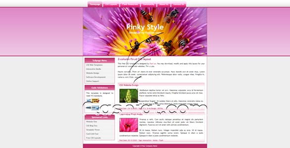 Pinky - Free XHTML & CSS Template